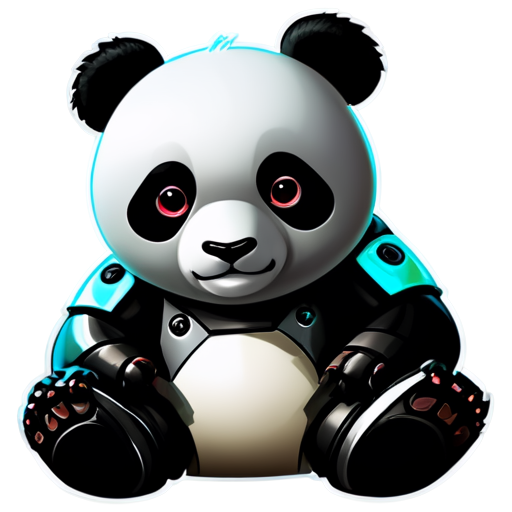 robot panda, cyberpunk - icon | sticker