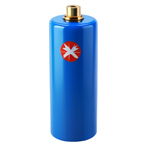 A blue battery cell with two poles on the top and an explosion-proof valve in the middle of the top - icon | sticker