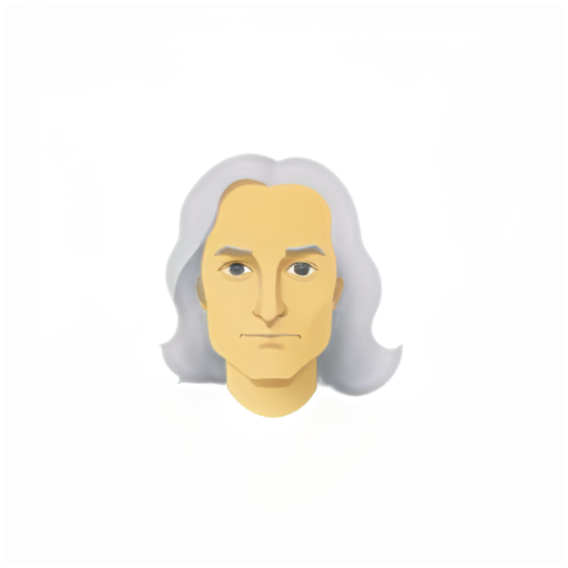 isaac newton emoji, just his face outline in 2D - icon | sticker