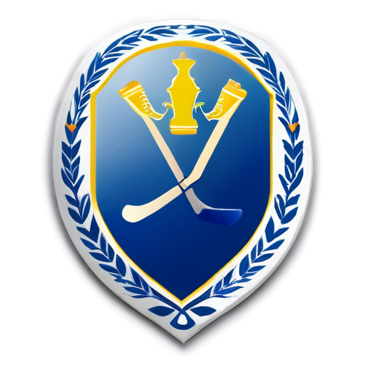 Logo of the Hockey tournament for children in the coat of arms blue color - icon | sticker