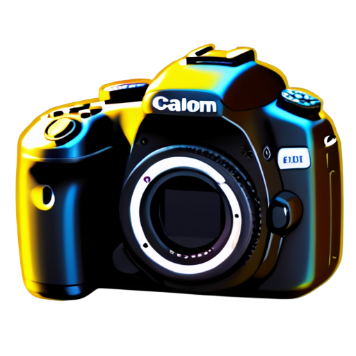 DSLR camera, flat design, bright colors - icon | sticker