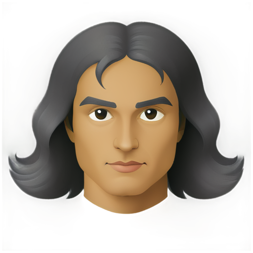 cartoonish isaac newton emoji, just his face outline in 2D - icon | sticker