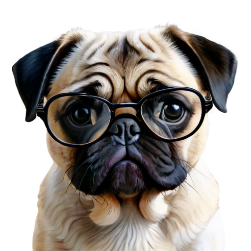 Mops in black glasses - icon | sticker