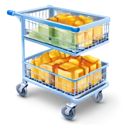 cart with products in blue and light blue colors - icon | sticker