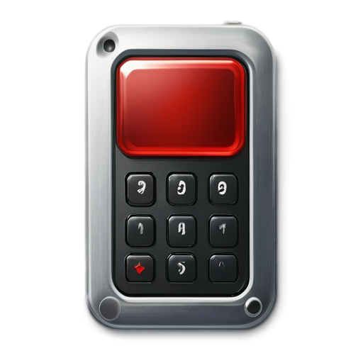 red button, computer game, square, vertical, metal, gaming, for walkie-talkie, single - icon | sticker