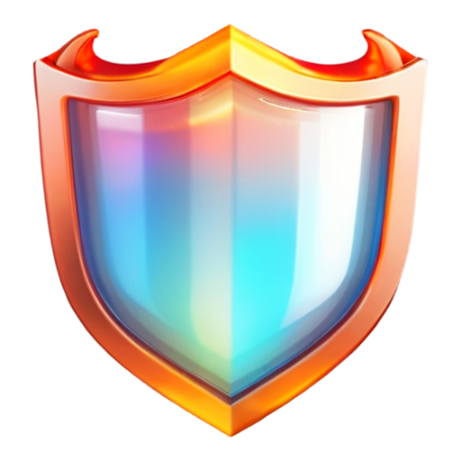 Generate an app icon featuring a flame on a shield. The shield should be in cool colors, and the flame should be in warm colors - icon | sticker