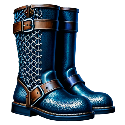 Medieval fantasy chainmail boots, made of steel rings - icon | sticker