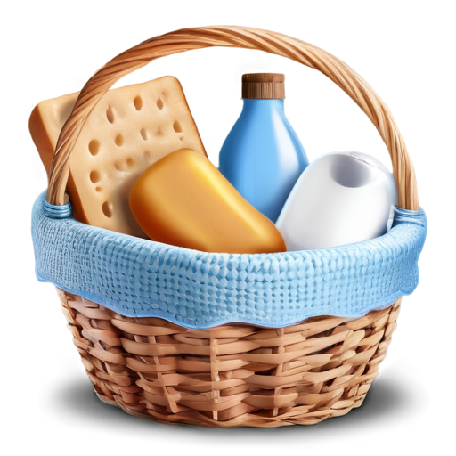 basket with products in blue and light blue colors - icon | sticker