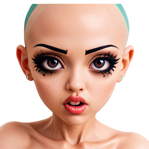 Bald ahegao face girl with passion eyes and messed makeup - icon | sticker