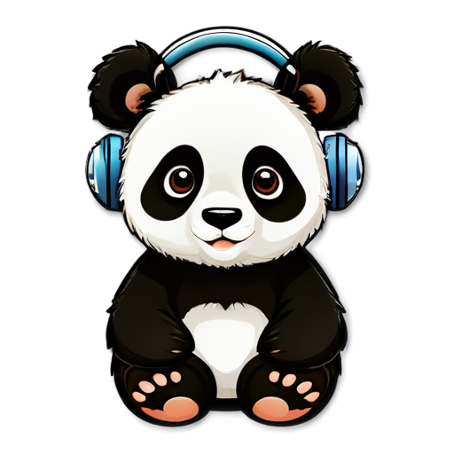 A panda head with headphones - icon | sticker