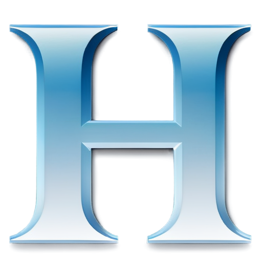 A bold, uppercase letter "H" as the central element. The icon should be easily recognizable at small sizes, like a favicon, so the "H" should remain simple and not overly complex. The icon should be white on a blue background and look hand write - icon | sticker