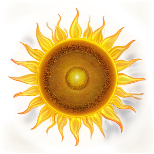 Surreal sun that radiates warmth and acceptance but glows to the bottom left - icon | sticker