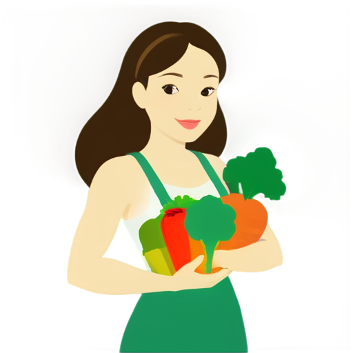 Logo for nutritionist, girl with vegetables - icon | sticker