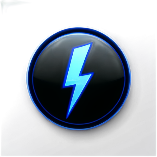 electric lightning circular app logo blue background and with "BourdiaTech" text in the icon - icon | sticker