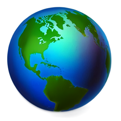 globe icon, internet icon, realistic, emerald and blue-green colors - icon | sticker