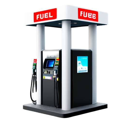 fuel station with self-service terminal with label IBTS - icon | sticker