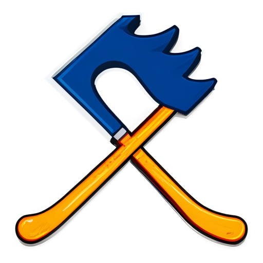 Hockey stick and puck placed in the coat of arms, color blue, logo - icon | sticker