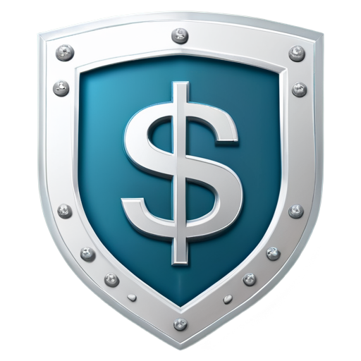 A dollar sign in the shield, The overall color tone is #FF039BE5, Use Material Design - icon | sticker