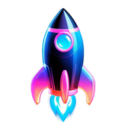 draw neon rocket 80s - icon | sticker