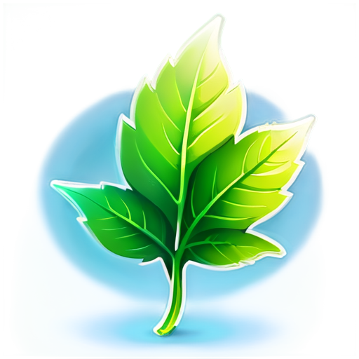 An icon for the FAQ section in the BEO cryptocurrency project, combining eco-friendly and innovative elements. The design features a glowing question mark stylized as a green leaf or a sapling, symbolizing clarity and growth. The background is a gradient of soft green and blue, emphasizing nature and technology." - icon | sticker