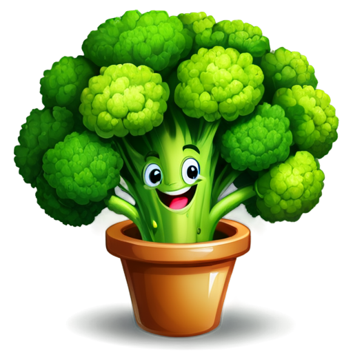 Cheerful broccoli character - icon | sticker