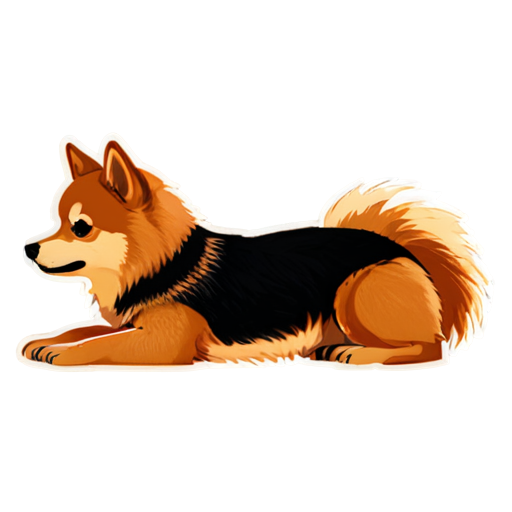 Animal icons,DWTB, simple background,no humans, no lineart, spitz, solo,full body, fitness, planking, u_u, blush stickers, from side, - icon | sticker