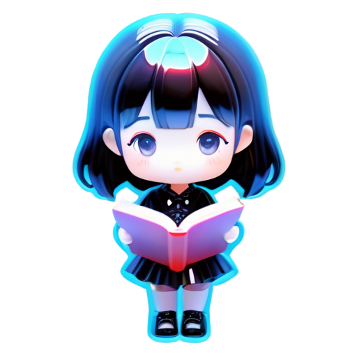 goth anime girl reading book - icon | sticker