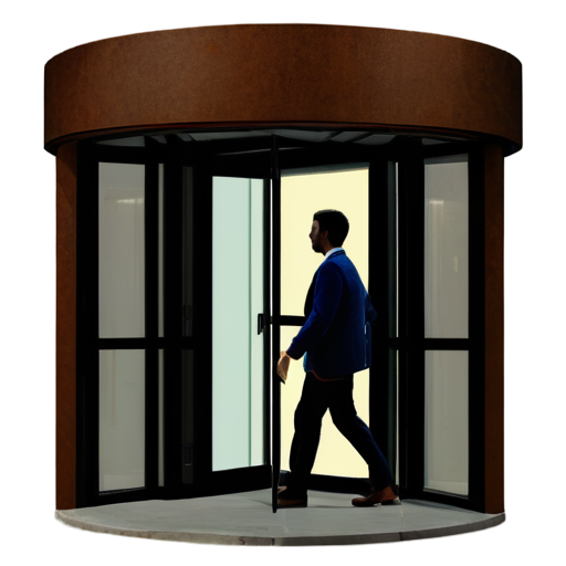 Person walking out of revolving door - icon | sticker