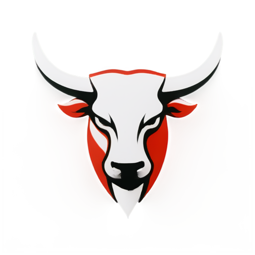 Abstract bull logo esports 1D in white and red style with the inscription bull industry - icon | sticker