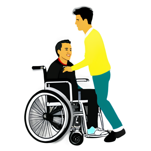 AN İCON A man is shaking a man in a wheelchair - icon | sticker