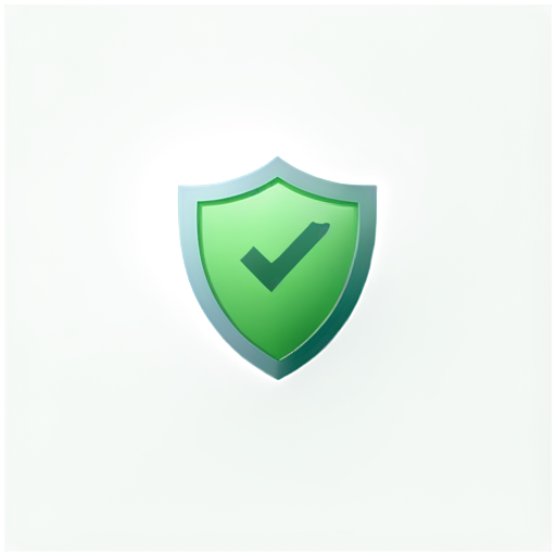 Create a rounded shield icon with a dark green check mark at its center. The shield should have a soft gradient in a light green hue, giving it depth. The check mark should be bold and clearly visible, conveying a sense of assurance and reliability. The overall design should be flat and minimalist. - icon | sticker