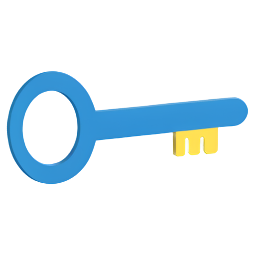 blue key on yellow background - icon | sticker