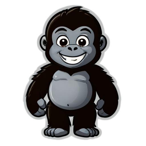 Sticker, Beautiful, kind gorilla, smiling - icon | sticker