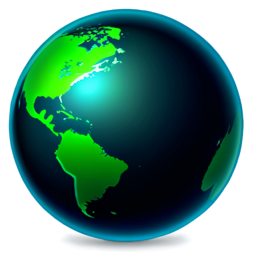 globe icon, internet icon, realistic, emerald and blue-green colors - icon | sticker