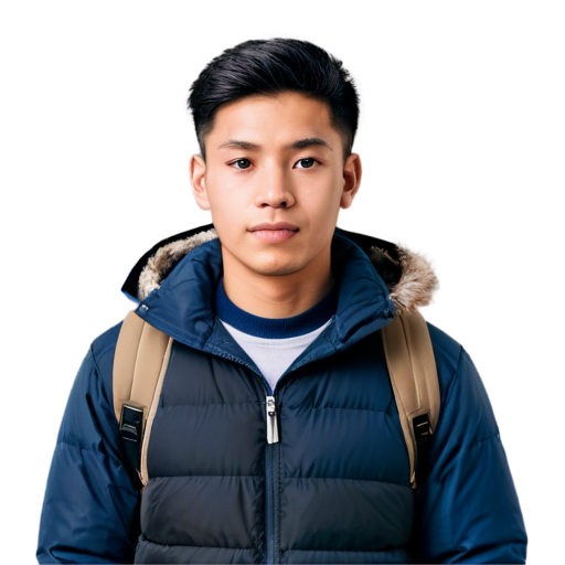 Face of student, student wearing a sweater and down jacket, portrait - icon | sticker