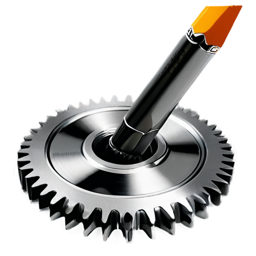 a metallic gear with a single pencil - icon | sticker