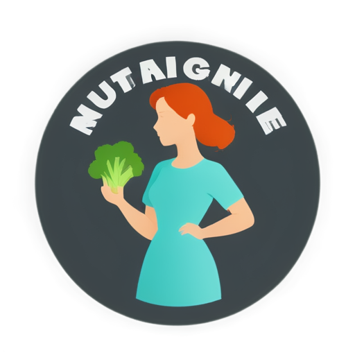 Logo for nutritionist, girl with vegetables - icon | sticker