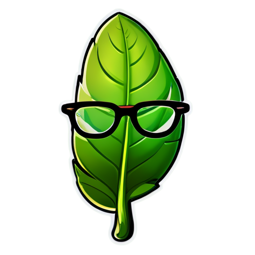 snake in the form of a long leaf with glasses - icon | sticker