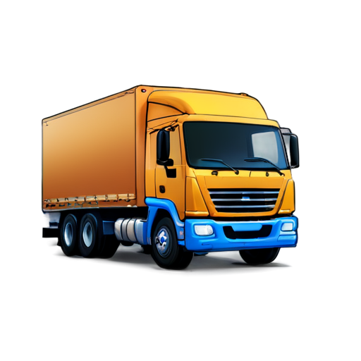 truck, low angle, moving right, blue - icon | sticker