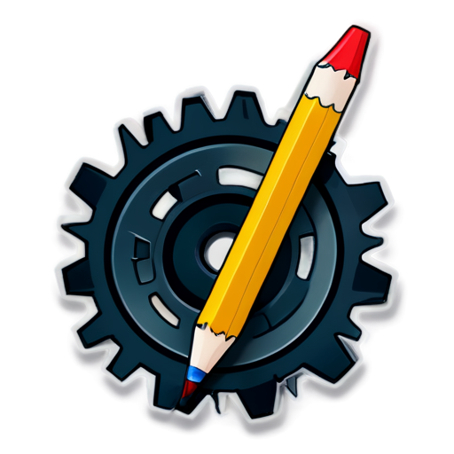 cog with pencil - icon | sticker