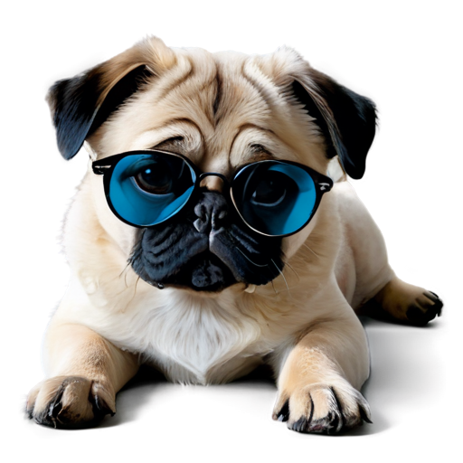 Mops from Russia in black blue rayban glasses - icon | sticker