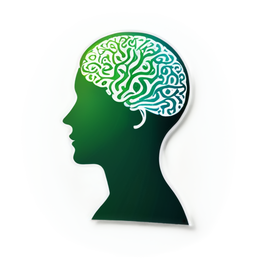 Create an avatar for a psychology blog aimed at a mixed audience (both men and women). The image should convey trust, professionalism, and warmth. Include a symbol of psychology, like a silhouette of a head with a neural network or a stylized brain, surrounded by calm, neutral colors (such as soft blues, greens, and grays). The background should be light, clean, and minimalist, so as not to distract from the main image. - icon | sticker