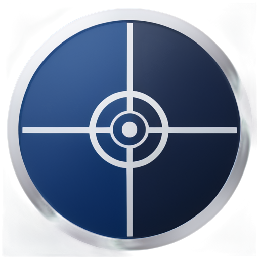 imagine a logo with a dark blue shield in the center, a sniper scope in the center, and binary code patterns on the shield - icon | sticker