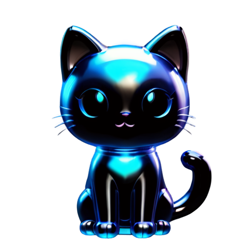 Black cute cat - icon | sticker