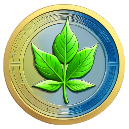 An icon for the BEO cryptocurrency project, reflecting the theme of investment and sustainable growth. The central element is a stylized leaf or tree embedded in a coin. The color palette includes blue and green tones, symbolizing nature and progress." - icon | sticker