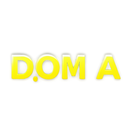 Generate icon with the phrase "DOM QA" in yellow style. Both words in different colors - icon | sticker