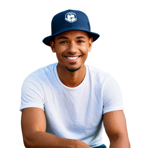 A sitting smiling man wearing a hat icon - icon | sticker