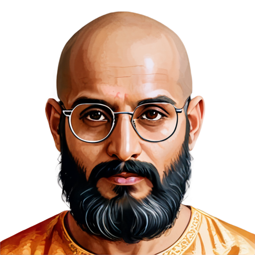 Indian guru bald head with long beard & glasses - icon | sticker