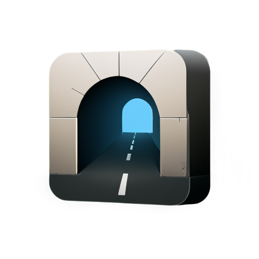 flat ios app icon for mountain tunnel with crack, simple design and background is blue - icon | sticker