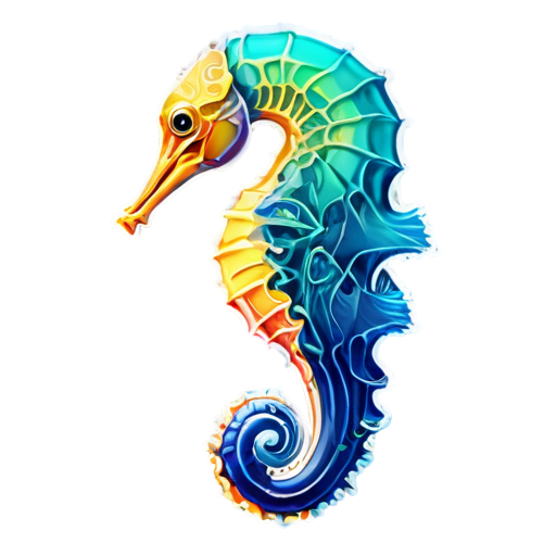 Abstract style jellyfish and seahorse hybrid - icon | sticker